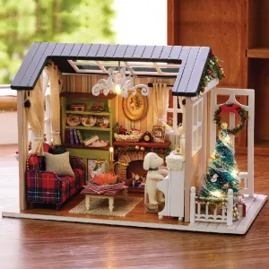 Romantic and Cute Dollhouse Miniature DIY House Kit Creative Room Perfect DIY Gift for Friends,Lovers and Families (Holiday Time)