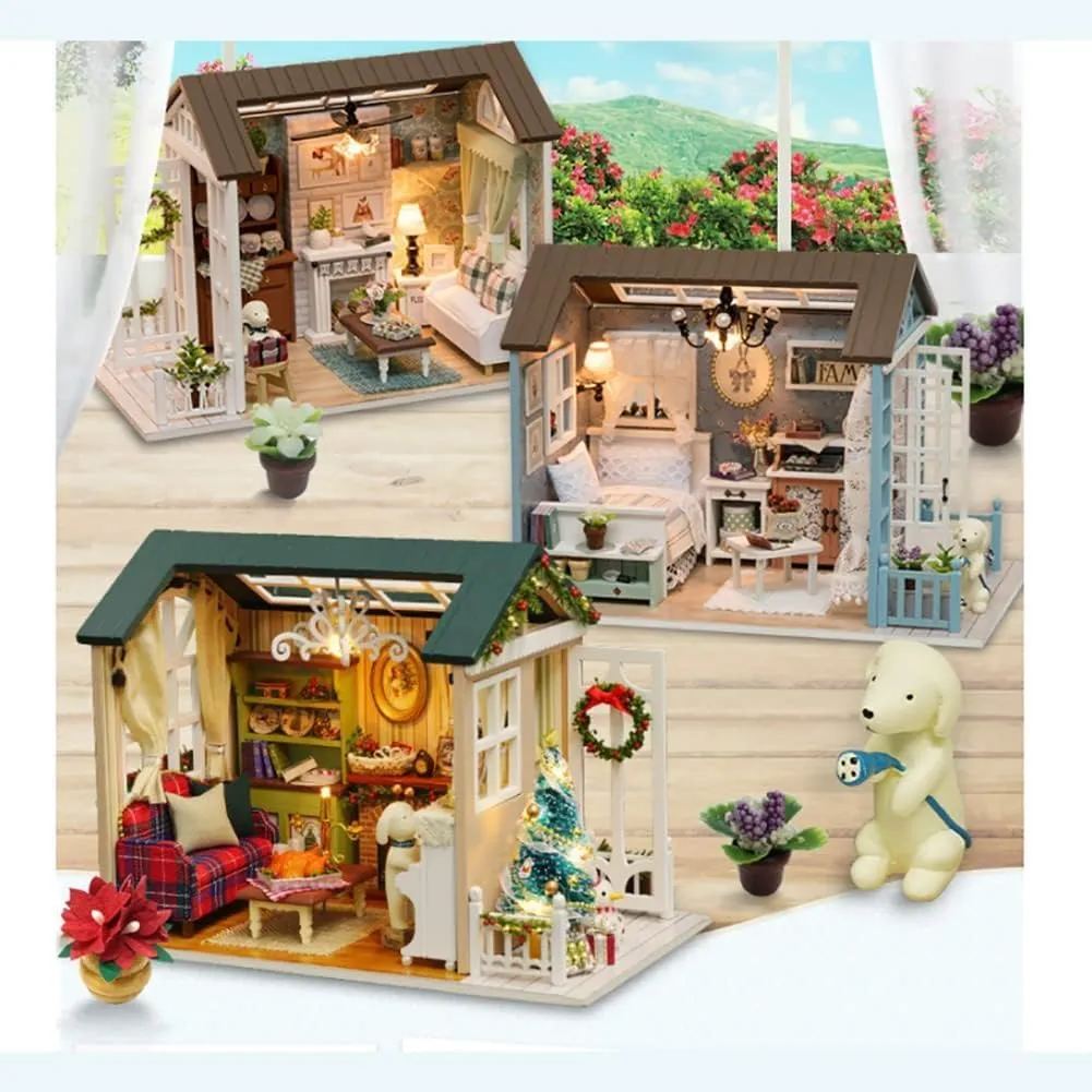 Romantic and Cute Dollhouse Miniature DIY House Kit Creative Room Perfect DIY Gift for Friends,Lovers and Families (Holiday Time)