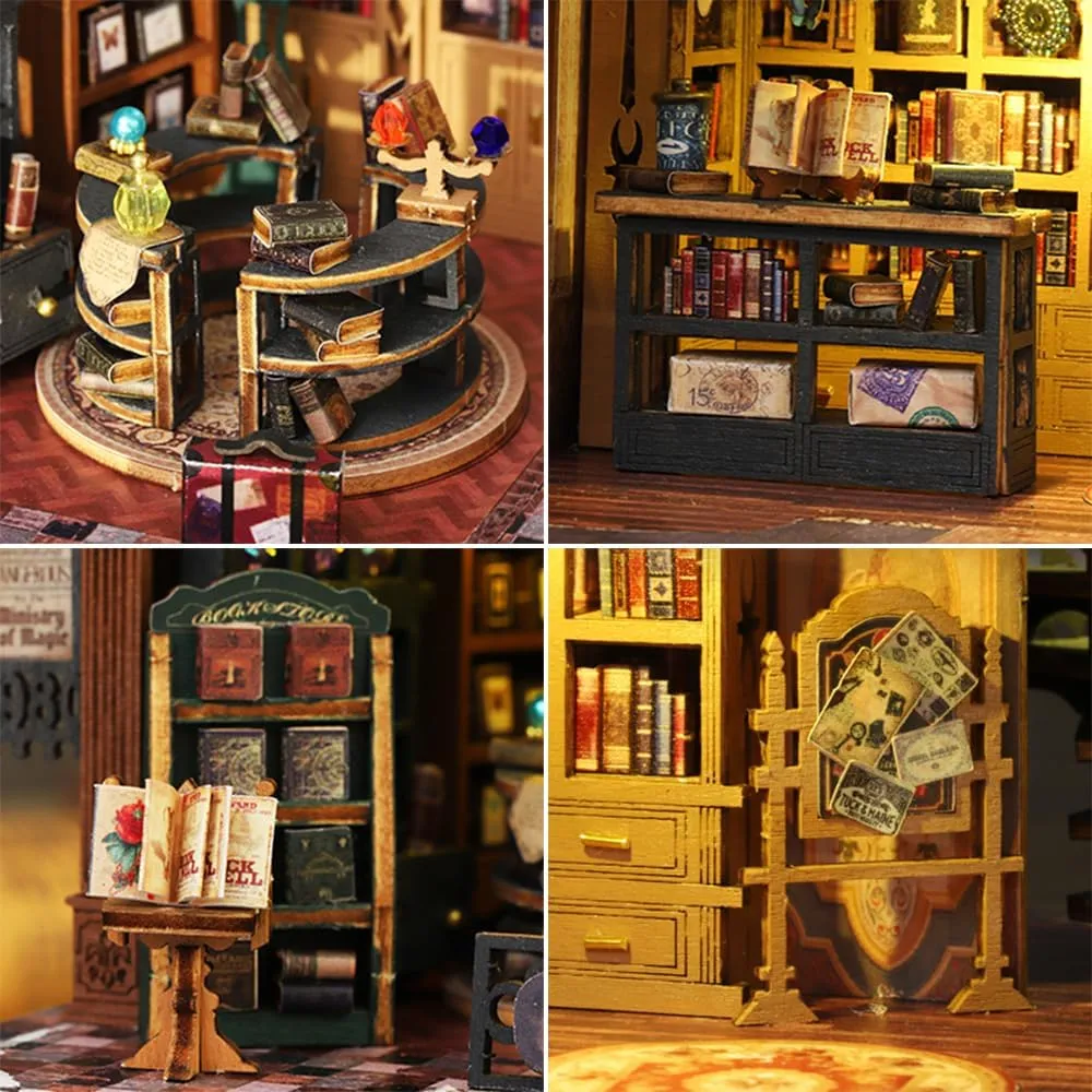 Roroom DIY Miniature and Furniture Dollhouse Kit,Mini 3D Wooden Doll House Craft Model with Dust Proof Cover and Music Movement,Creative Room Idea for Valentine's Day Birthday Gift(ES017)