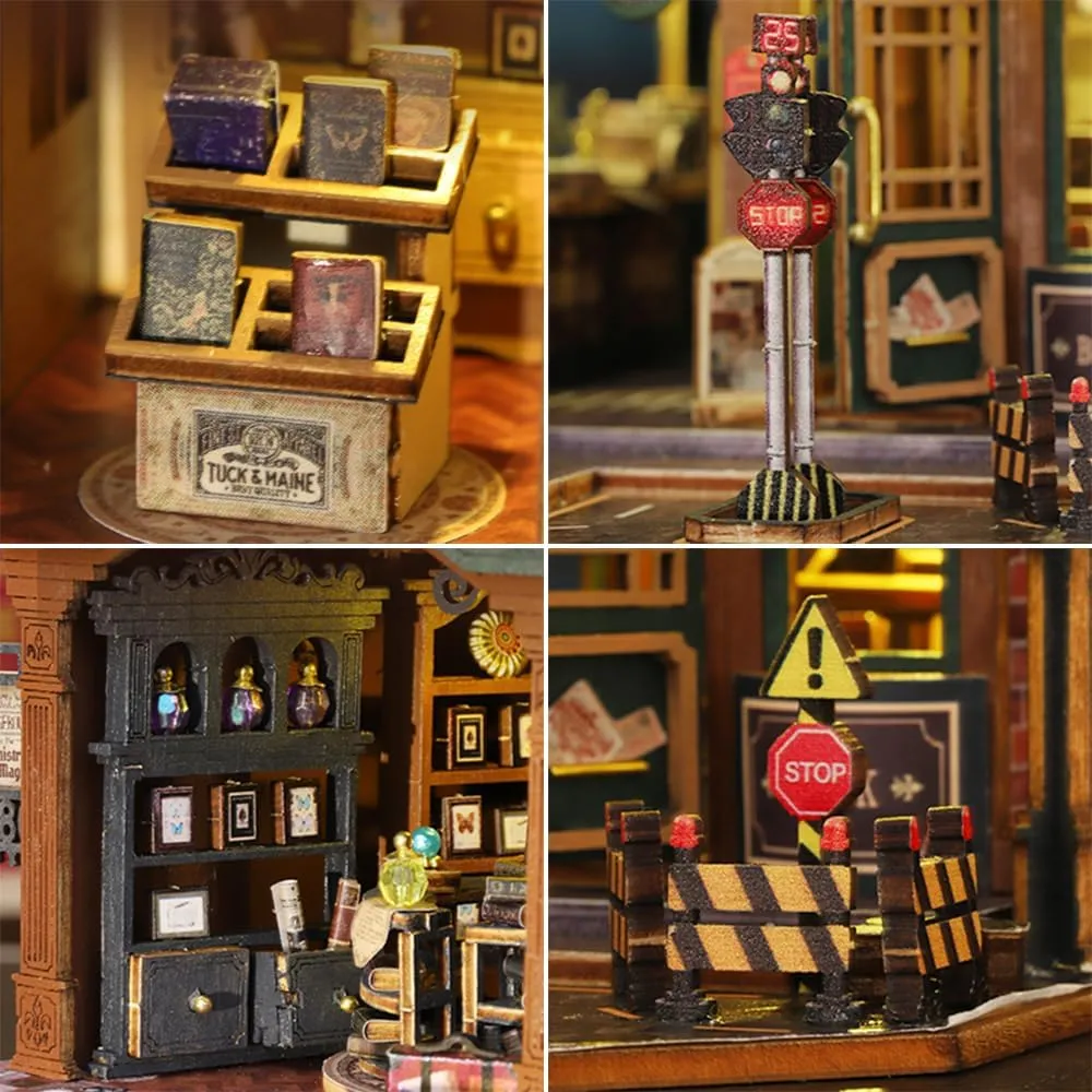 Roroom DIY Miniature and Furniture Dollhouse Kit,Mini 3D Wooden Doll House Craft Model with Dust Proof Cover and Music Movement,Creative Room Idea for Valentine's Day Birthday Gift(ES017)