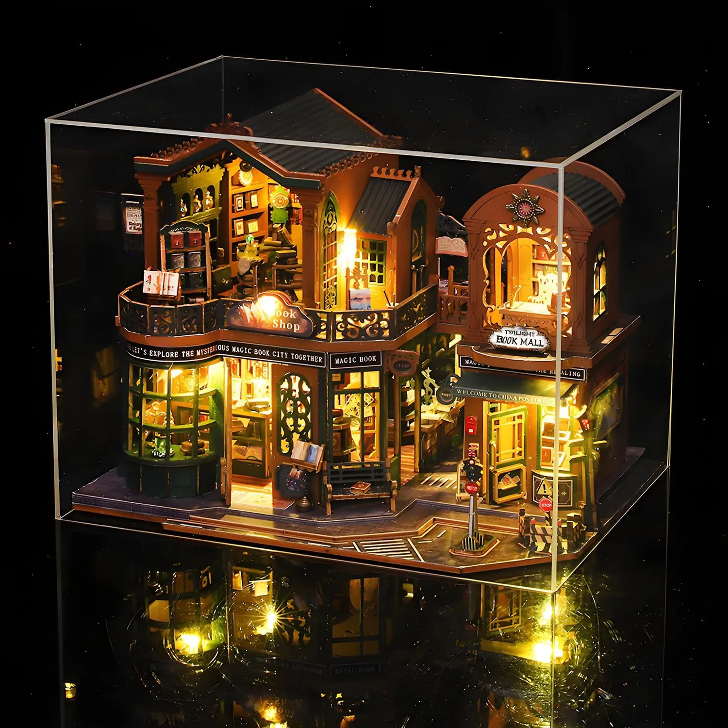 Roroom DIY Miniature and Furniture Dollhouse Kit,Mini 3D Wooden Doll House Craft Model with Dust Proof Cover and Music Movement,Creative Room Idea for Valentine's Day Birthday Gift(ES017)