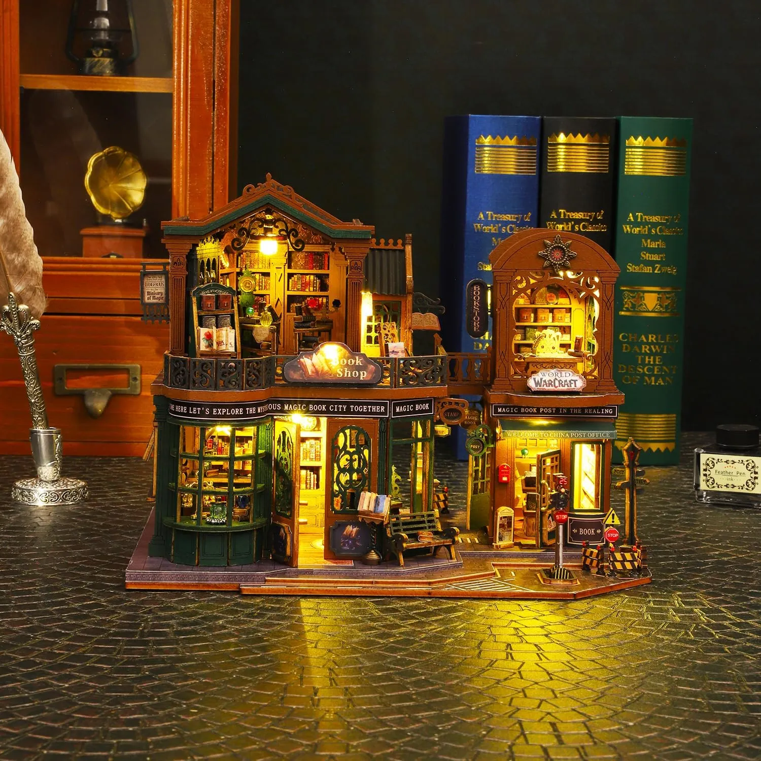 Roroom DIY Miniature and Furniture Dollhouse Kit,Mini 3D Wooden Doll House Craft Model with Dust Proof Cover and Music Movement,Creative Room Idea for Valentine's Day Birthday Gift(ES017)