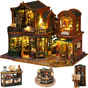 Roroom DIY Miniature and Furniture Dollhouse Kit,Mini 3D Wooden Doll House Craft Model with Dust Proof Cover and Music Movement,Creative Room Idea for Valentine's Day Birthday Gift(ES017)