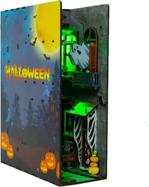 Roroom DIY Miniature and Furniture Dollhouse Kit,Mini 3D Wooden Doll House Craft Model with LED,Creative Room Idea for Halloween Birthday Gift(Spooky Alley)