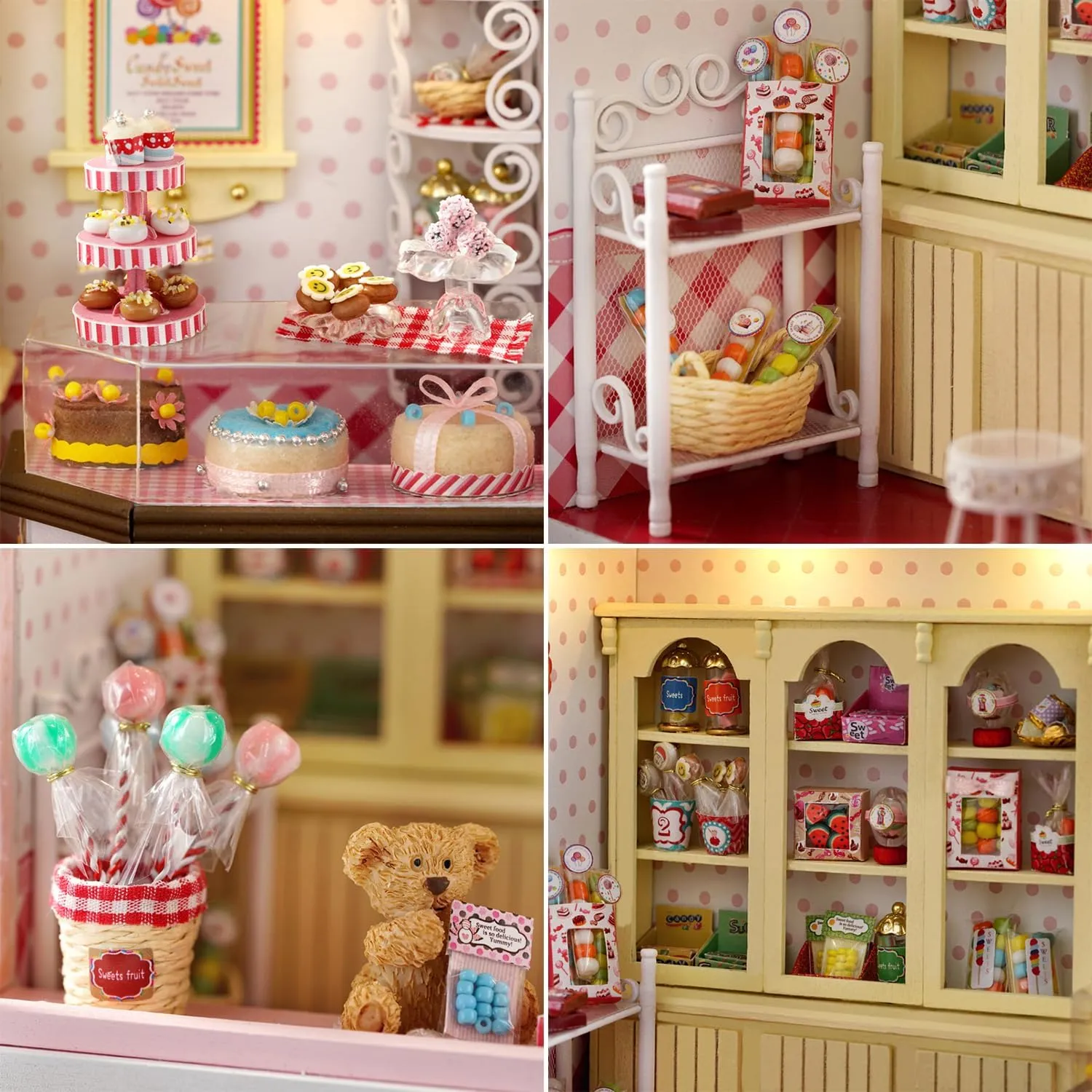 Roroom DIY Miniature and Furniture Dollhouse Kit,Mini 3D Wooden Doll House Craft Model,Creative Room Idea for Valentine's Day Birthday Gift(Book Outside The Book) (F015-The Sweet House)