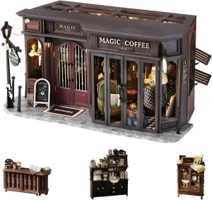 Roroom DIY Miniature and Furniture Dollhouse Kit,Mini 3D Wooden Doll House Craft Model,Creative Room Idea for Valentine's Day Birthday Gift(F041-Dust Cover)