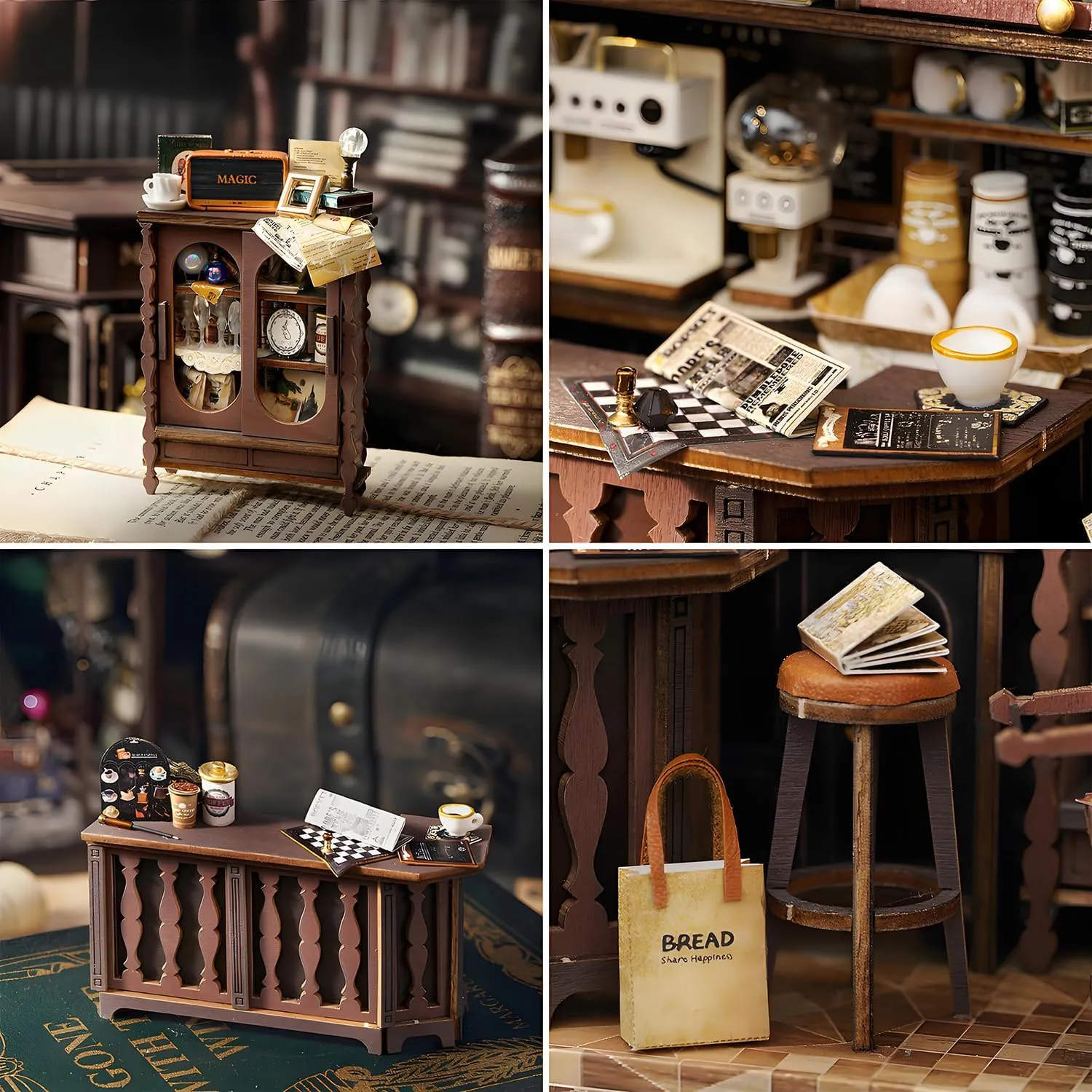 Roroom DIY Miniature and Furniture Dollhouse Kit,Mini 3D Wooden Doll House Craft Model,Creative Room Idea for Valentine's Day Birthday Gift(F041-Dust Cover)