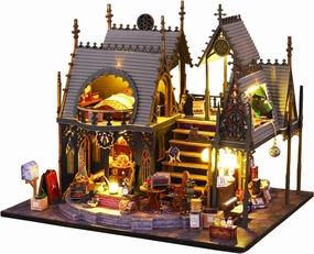 Roroom DIY Miniature and Furniture Dollhouse Kit,Mini 3D Wooden Doll House Craft Model,Creative Room Idea for Valentine's Day Birthday Gift(Book Outside The Book) (ES011-Magic House)