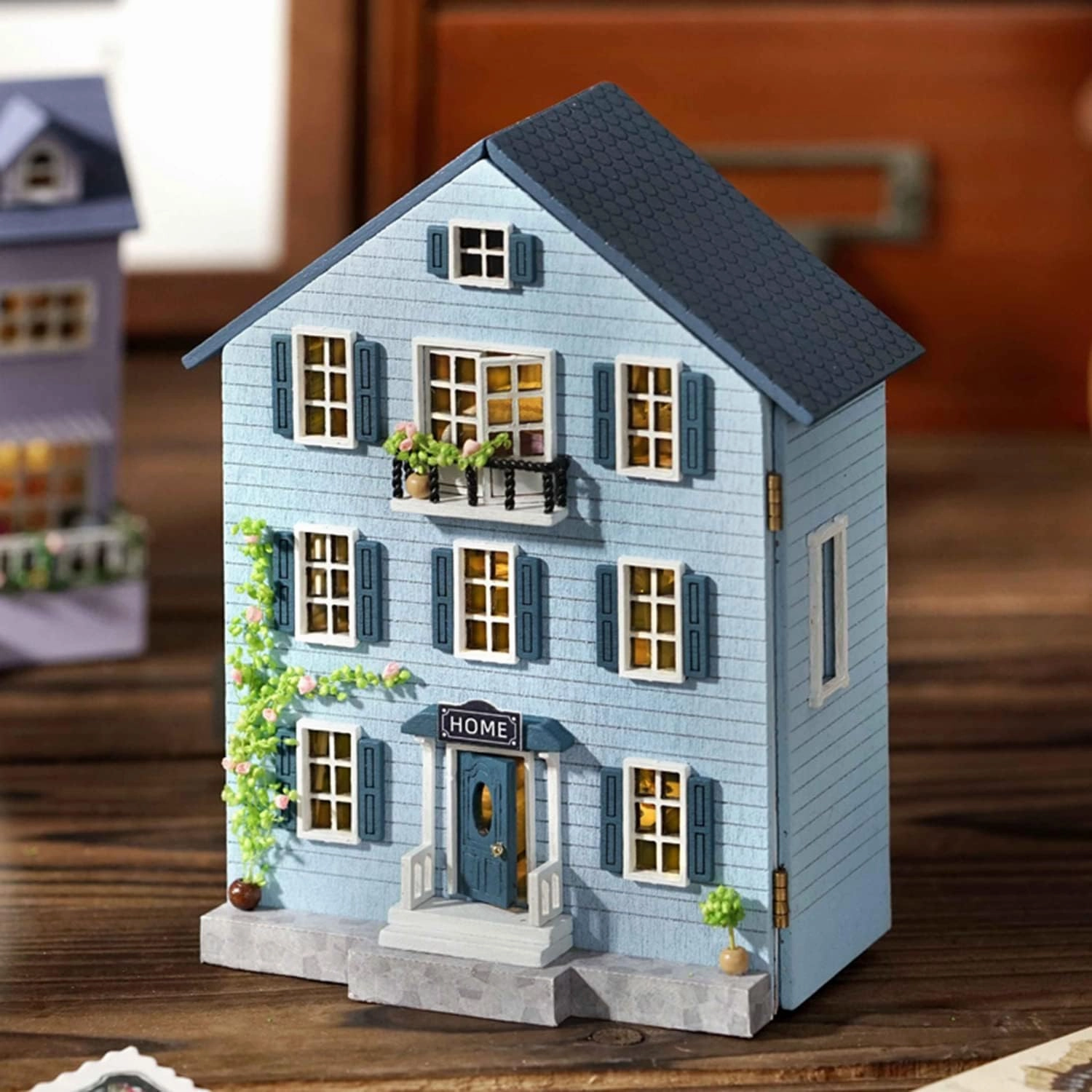 Roroom DIY Miniature and Furniture Dollhouse Kit,Mini 3D Wooden Doll House Craft Model with LED,Creative Room Idea for Valentine's Day Birthday Gift(Molan House)