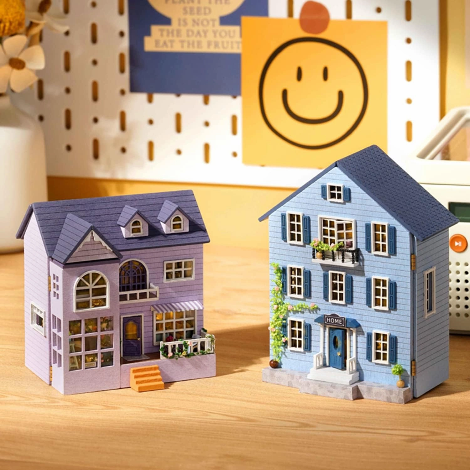 Roroom DIY Miniature and Furniture Dollhouse Kit,Mini 3D Wooden Doll House Craft Model with LED,Creative Room Idea for Valentine's Day Birthday Gift(Molan House)