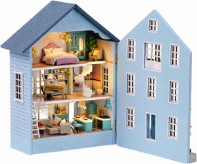 Roroom DIY Miniature and Furniture Dollhouse Kit,Mini 3D Wooden Doll House Craft Model with LED,Creative Room Idea for Valentine's Day Birthday Gift(Molan House)