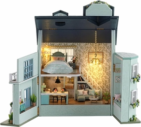 Roroom DIY Miniature and Furniture Dollhouse Kit,Mini 3D Wooden Doll House Craft Model with LED,Creative Room Idea for Valentine's Day Birthday Gift (Warm House-D005)