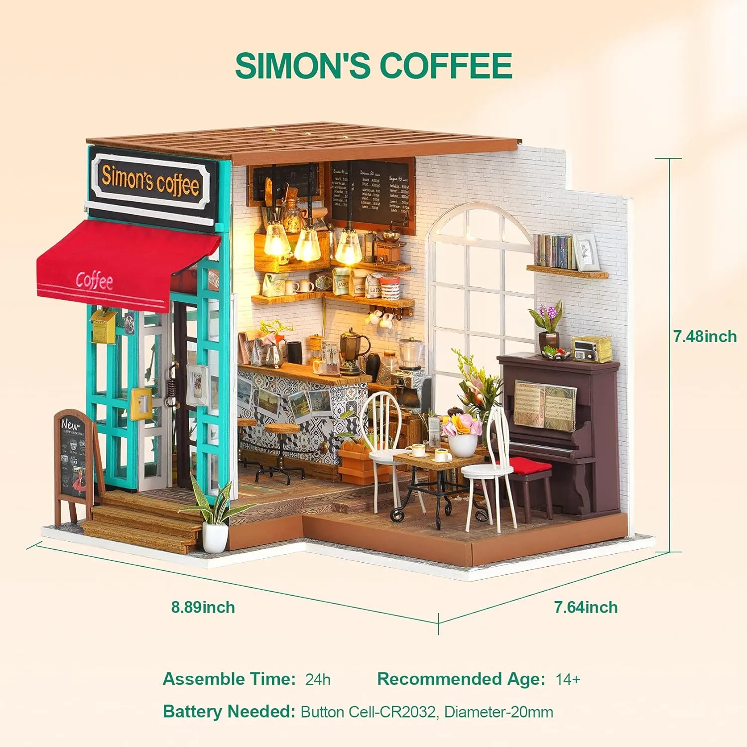 Rowood Miniature Dollhouse Kit, 1:24 Scale DIY Miniature House Kit for Adults, Mini House Crafts for Adults,Birthday for Teens Age14  - Simon's Coffee