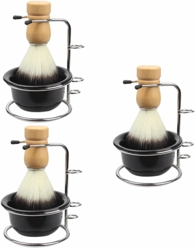 SaditY 3 Sets Shaving Foam Bowl Men Suit Mens Grooming Kit Men's Shaving Cream Shave Cup with Stand Beard Shaving Stand Holder Barber Shaving Set Shaving Accessories Portable Shaving Cup, Blackx3pcs