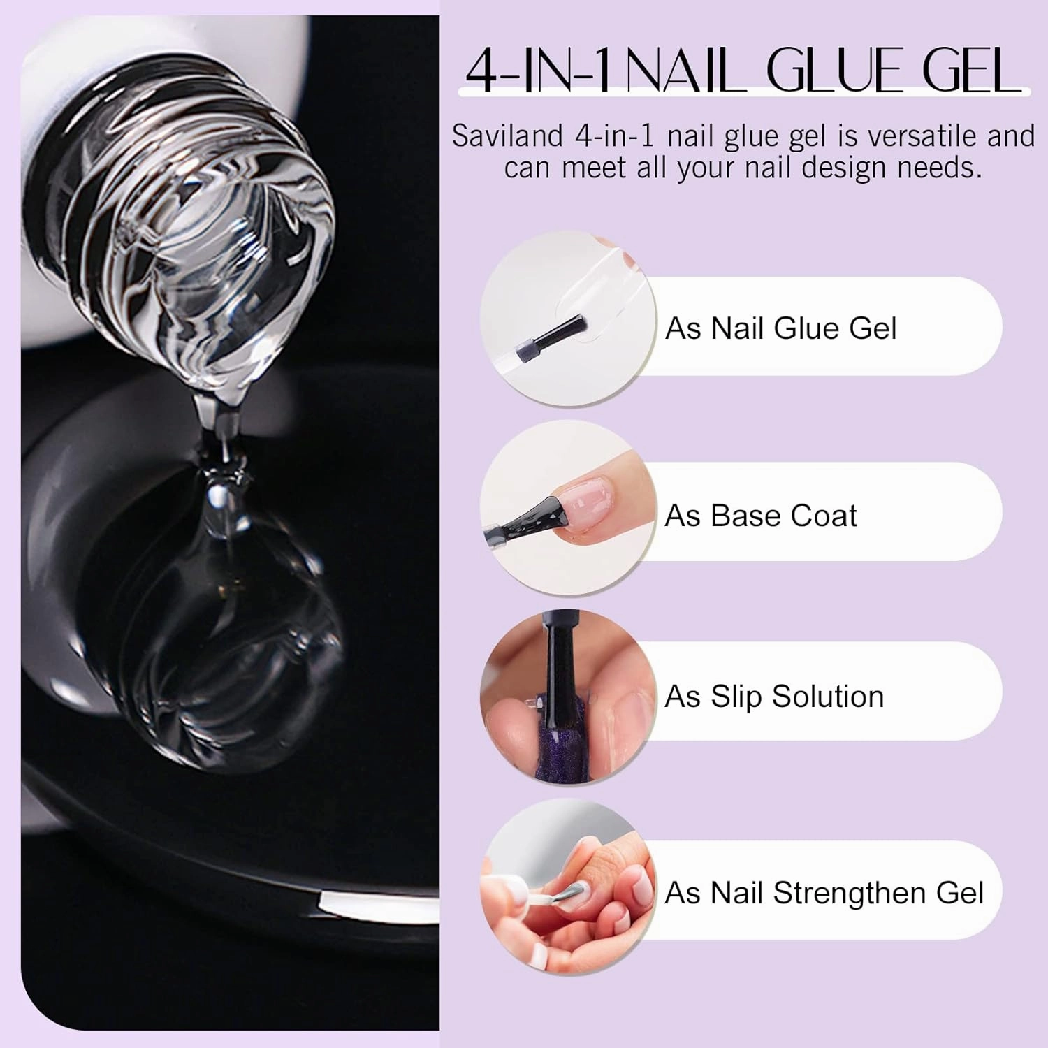 SAVILAND Gel Nail Kit - All-In-1 Nail Kit with 15 ML Gel X Nail Glue, 240 PCS Coffin & 240 PCS Almond Acrylic Nail Tips, Mini Nail Lamp Nail Extensions Manicure Starter Kit