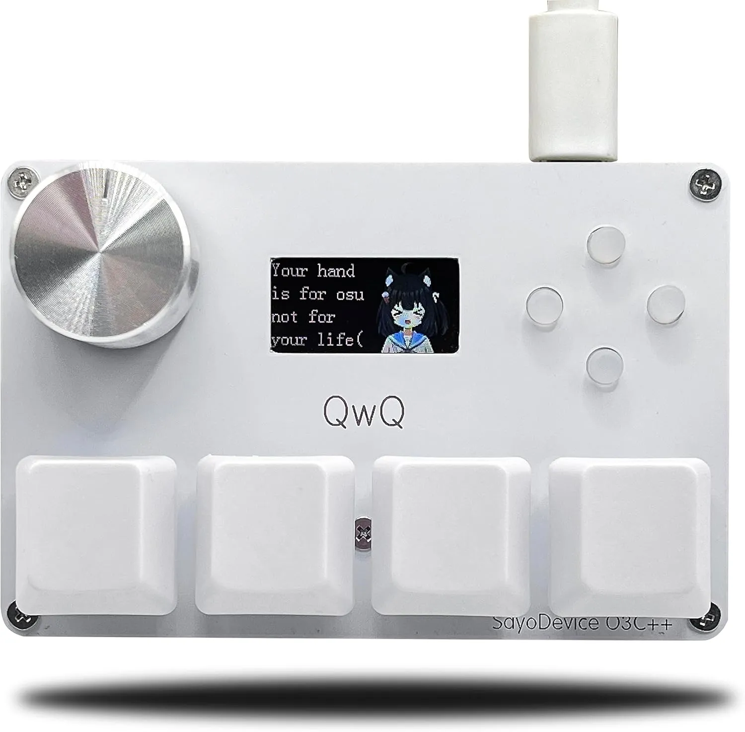 SayoDevice O3C   OSU Keyboard Rapid Trigger Hall Switches Magnetic Linear Switches Keyboard with Knob and Screen,Copy Paste,Shotcut,Macro Hotswap Mini Keypad (White)