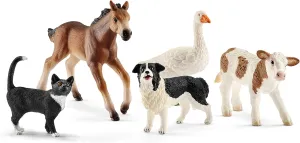 Schleich Farm World Realistic Farm Animal Figurines - 5pc Kids Educational Farm Barn Toys with Realistic Horse, Cow, Cat, Dog, and Goose, Farm Adventure Play for Boys and Girls, Gift for Kids Age 3 