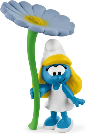Schleich Smurfs, Collectible Retro Cartoon Toys for Boys and Girls, Smurfette with Flower Toy Figurine, Ages 3 
