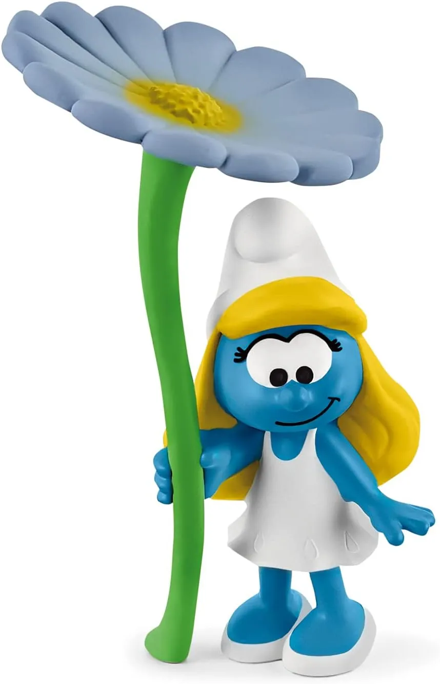 Schleich Smurfs, Collectible Retro Cartoon Toys for Boys and Girls, Smurfette with Flower Toy Figurine, Ages 3 