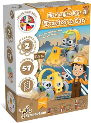Science4you Auto Mechanics Laboratory - Build Your Own Car and Tractor Kit for Kids, Construction Stem Toys and Creative Gifts for Boys and Girls Age 4 