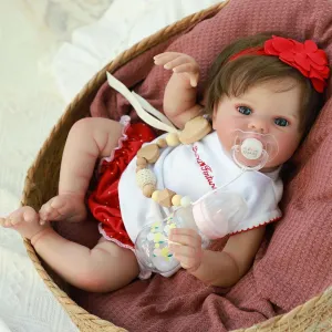 SCOM Lifelike Baby Dolls Girl -18 Inch Reborn Realistic Baby Dolls Silicone Cute Soft Body Doll Real Life Baby Doll Gift for Age 3 