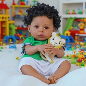 SCOM Lifelike Reborn Baby Dolls -20 Inch African American Realistic Baby Doll Newborn Baby Dolls，Lifelike Baby Doll Full Body Silicone Toddler Clothes Gift Set for Age 3 