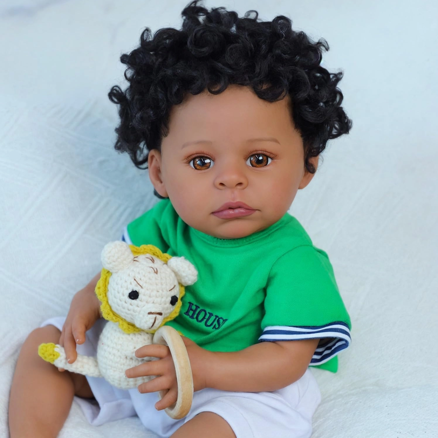 SCOM Lifelike Reborn Baby Dolls -20 Inch African American Realistic Baby Doll Newborn Baby Dolls，Lifelike Baby Doll Full Body Silicone Toddler Clothes Gift Set for Age 3 