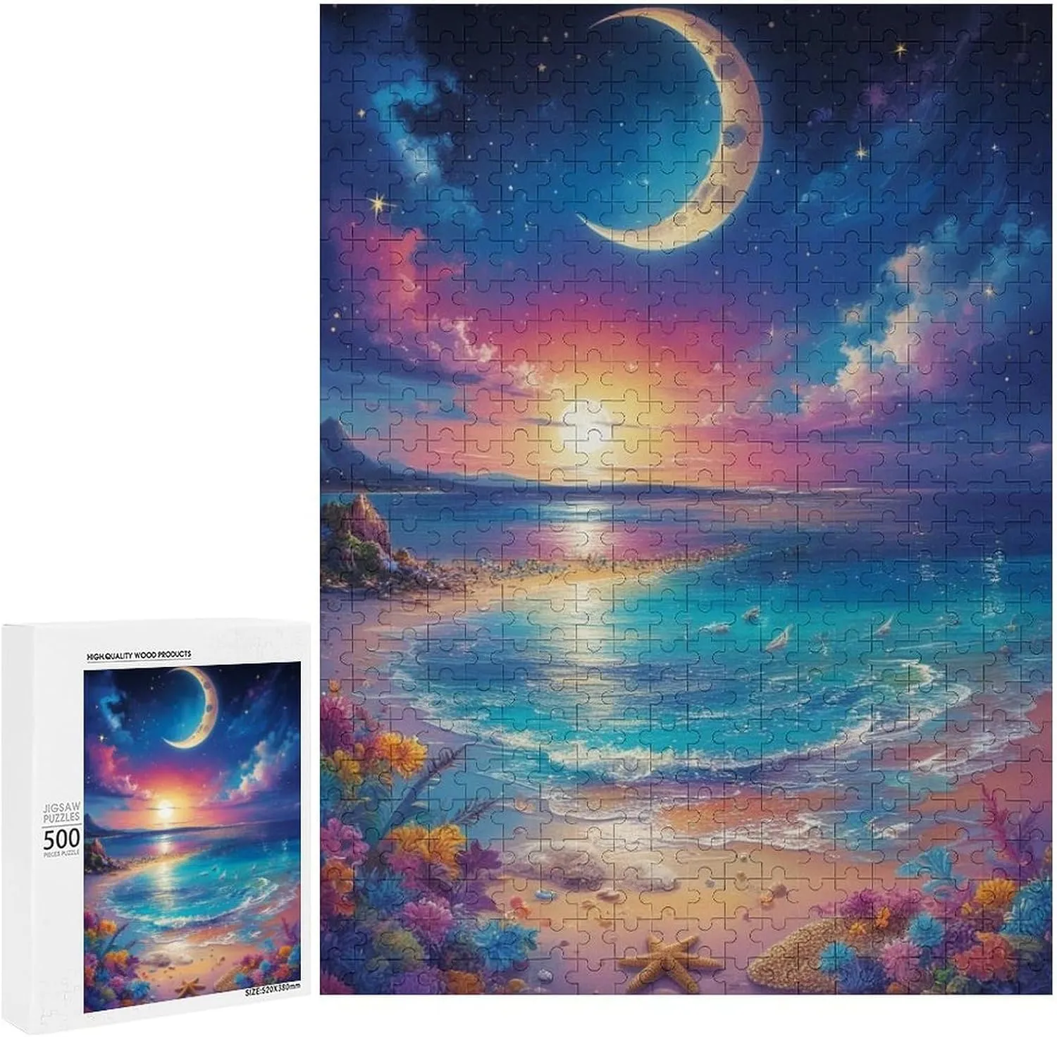 Sea Fish Diving Fantasy 500 Piece Puzzle for Adults Puzzle Puzzles 500 Pieces and Up Jigsaw Puzzles for Kids Puzzle Challenging Family Activity Fun Game Gift Idea for Mom Dad Friend 20.5x15 Inch