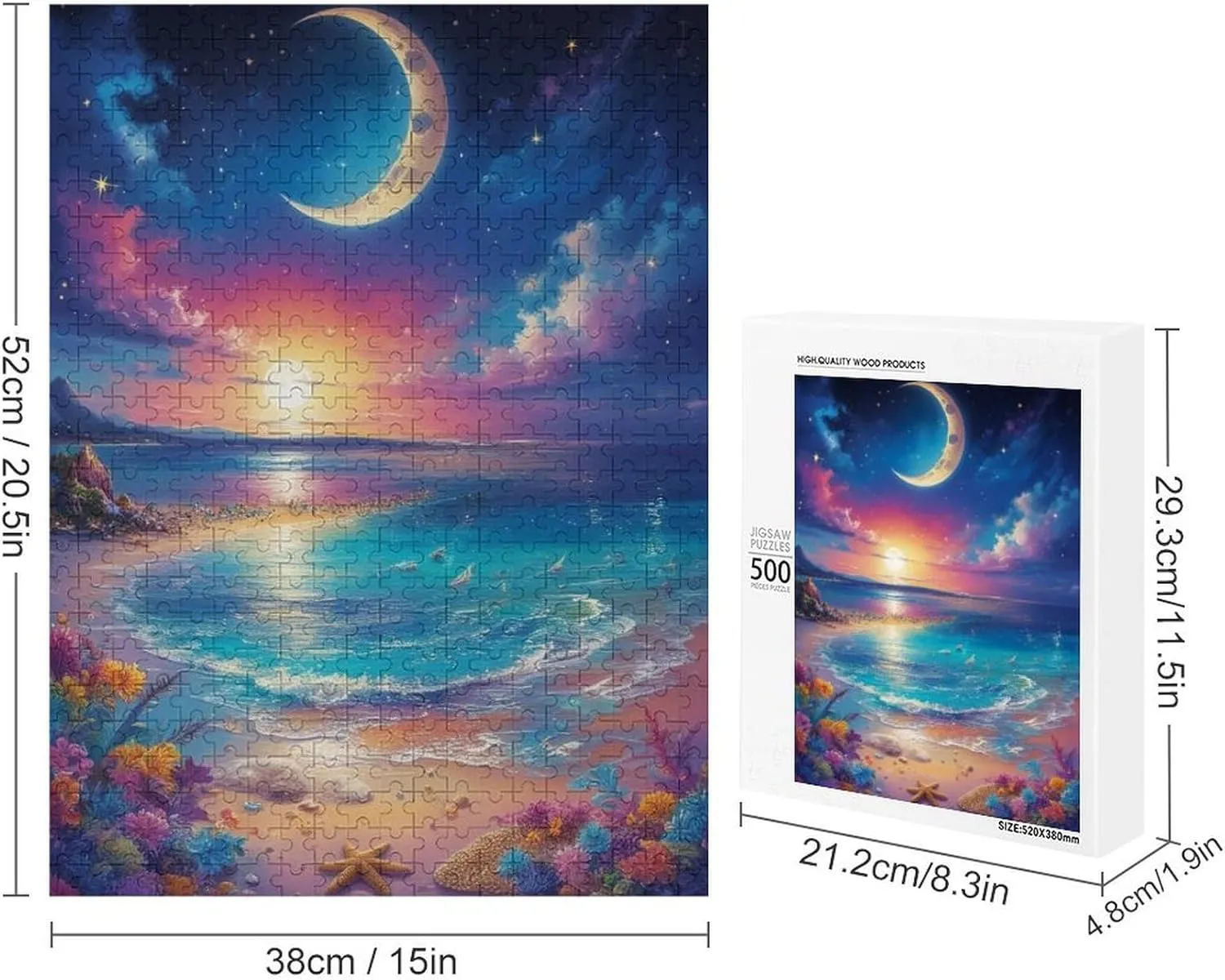 Sea Fish Diving Fantasy 500 Piece Puzzle for Adults Puzzle Puzzles 500 Pieces and Up Jigsaw Puzzles for Kids Puzzle Challenging Family Activity Fun Game Gift Idea for Mom Dad Friend 20.5x15 Inch
