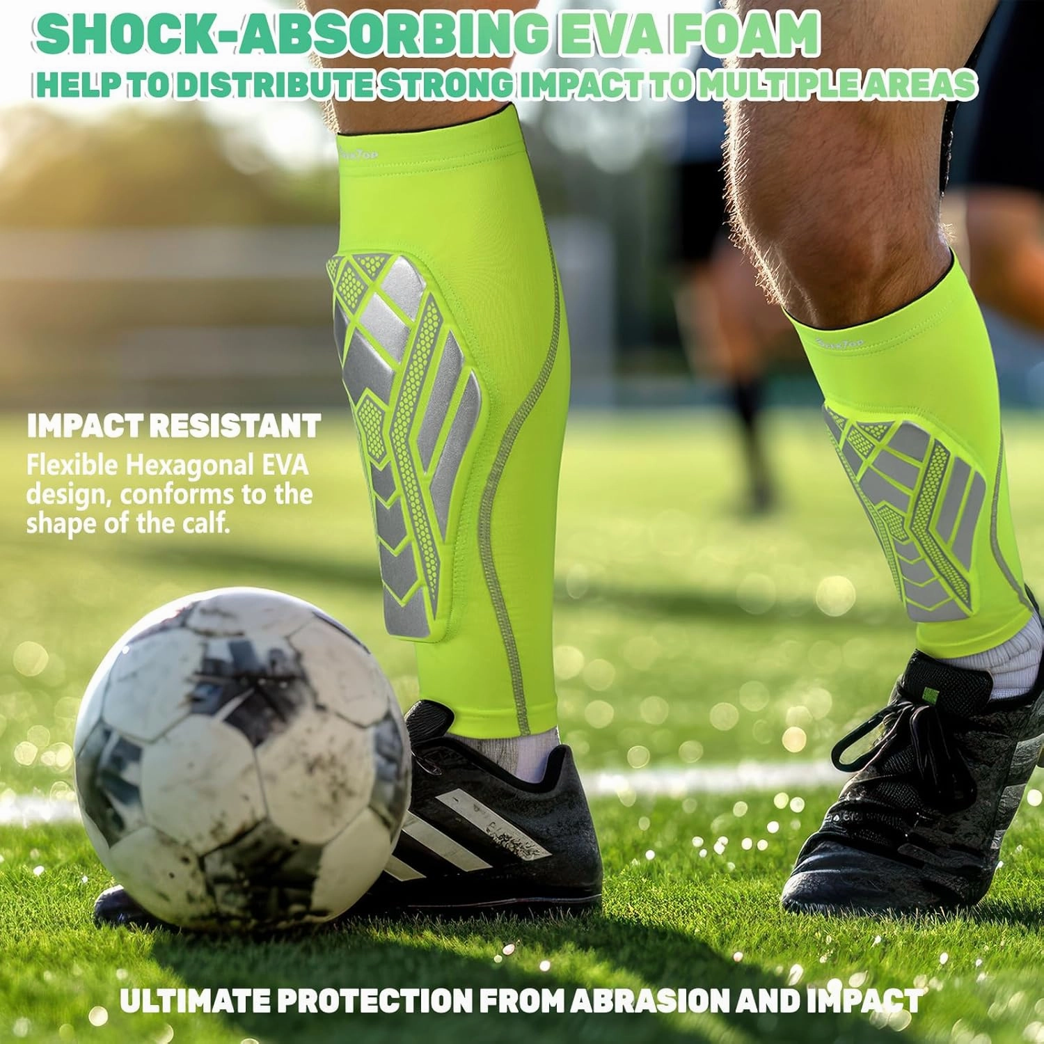 Seektop Soccer Shin Guards Pads for Kids Youth Adult, Shin Guard Sleeves for Boys Girls, Calf Compression Sleeve with Shock-Absorbing Pads, High Impact Resistant Breathable Comfortable, Lightweight