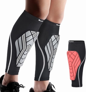 Seektop Soccer Shin Guards Pads for Kids Youth Adult, Shin Guard Sleeves for Boys Girls, Calf Compression Sleeve with Shock-Absorbing Pads, High Impact Resistant Breathable Comfortable, Lightweight