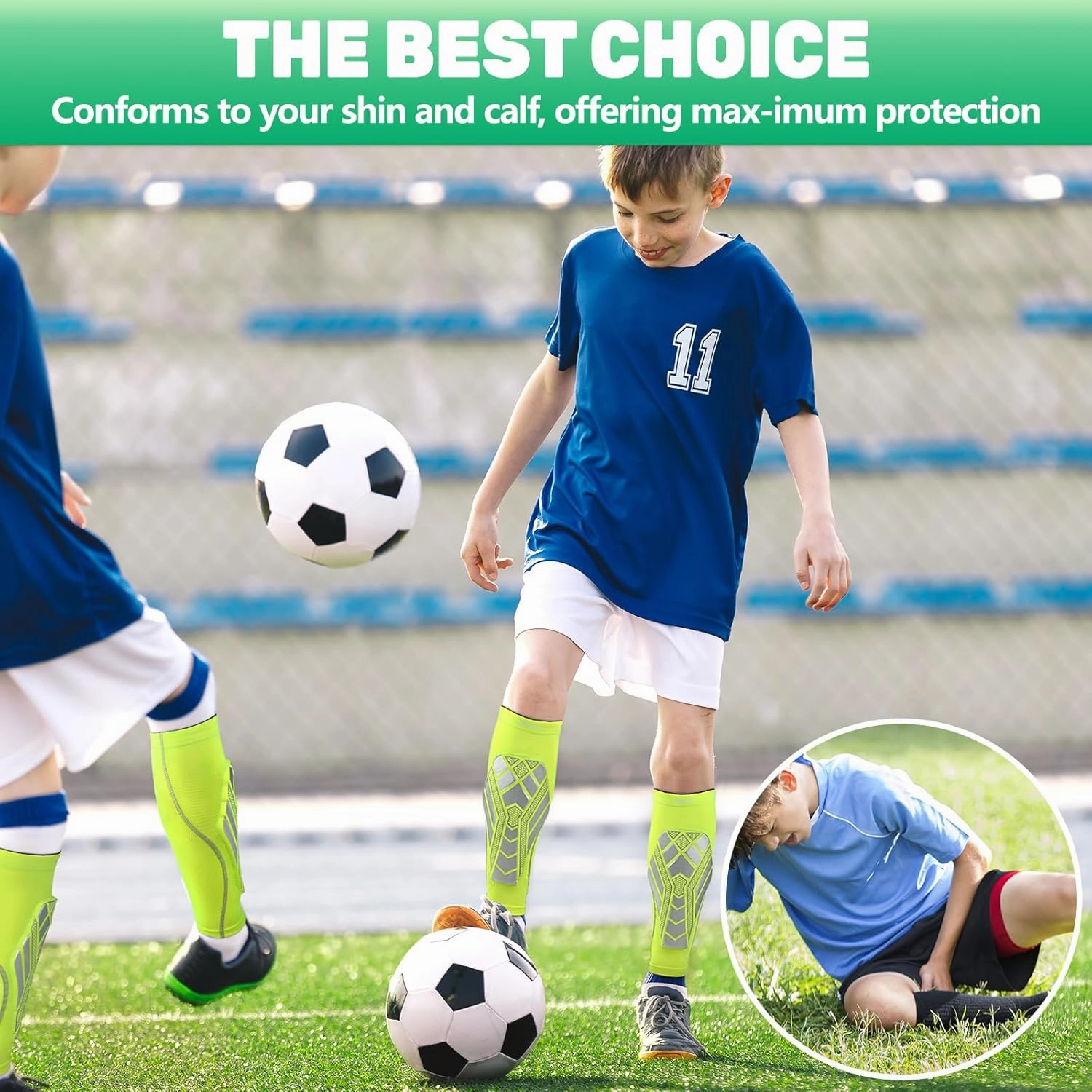 Seektop Soccer Shin Guards Pads for Kids Youth Adult, Shin Guard Sleeves for Boys Girls, Calf Compression Sleeve with Shock-Absorbing Pads, High Impact Resistant Breathable Comfortable, Lightweight
