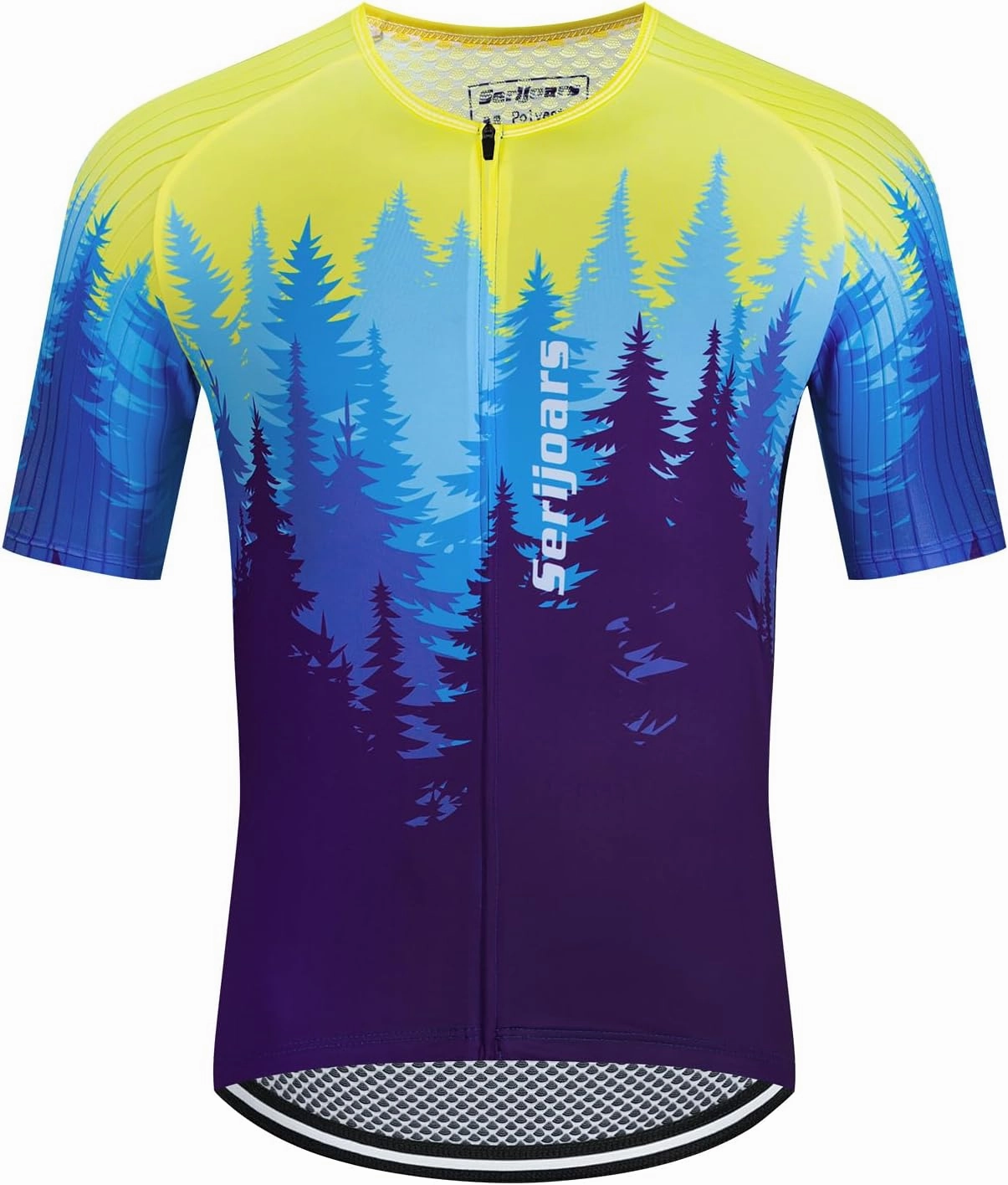 Serijoars Racing Cycling Jersey Men, Men's Bike Tops Polyester, Reflective, 3-Pockets