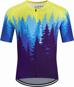 Serijoars Racing Cycling Jersey Men, Men's Bike Tops Polyester, Reflective, 3-Pockets