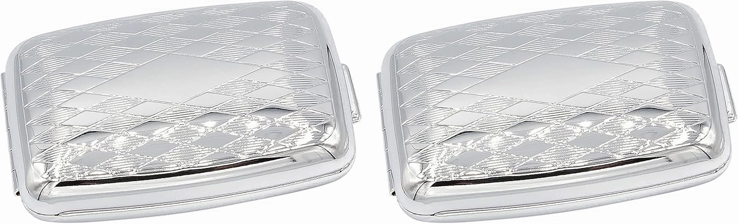 Set of 2 Etched Rectangular Pocket Purse Pill Box & Organizer with Dual Compartments (Diamond Pattern)