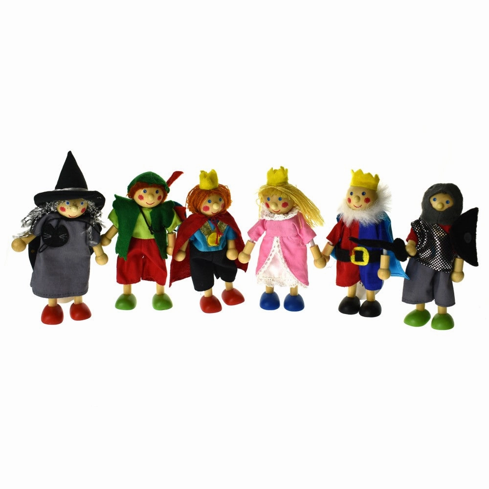 Set of 6 Fairy Tale Story Wooden Flexi Doll Puppets