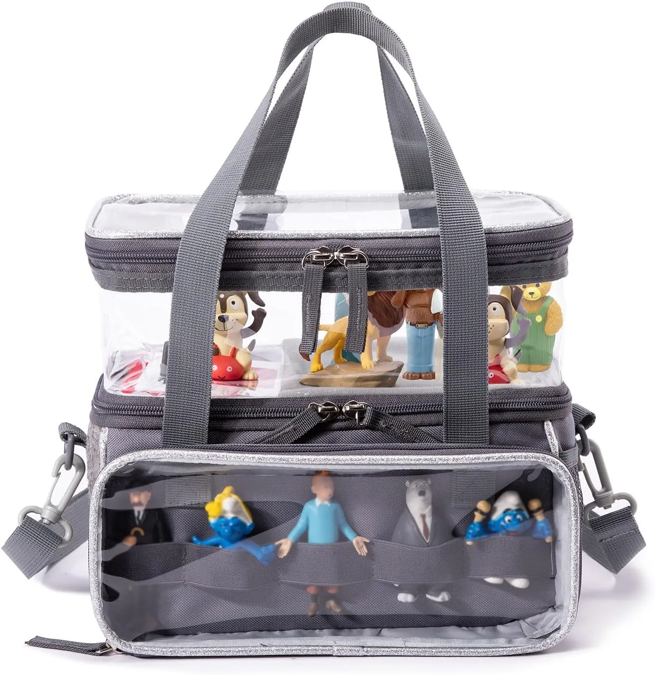 SFYBYHEART Double-Layer Carrying Case Compatible with Toniebox Audio Player Starter Set, Travel Bag Organizer Case for Tonies Characters, Tony Figures Storage Case, Carry bag for Toniebox Accessories