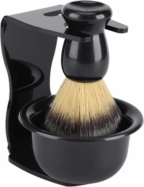 Shaving Kit for Men, Shaving Brush and Bowl Mens Shaving Kit 3 in 1 Mens Shaving Brush Set Shaving Accessories Men Safety Shaving Stand Shave Brush Shaving Bowl Portable Shave Brush Kit