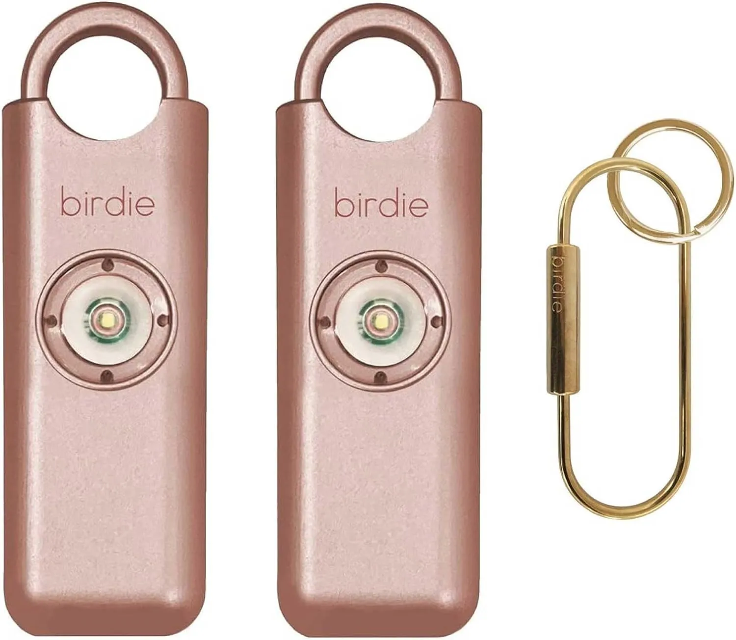 She’s Birdie–The Original Personal Safety Alarm for Women by Women–Loud Siren, Strobe Light and Key Chain in a Variety of Colors (Metallic Rose, 2 Pack)