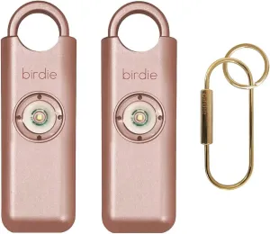 She’s Birdie–The Original Personal Safety Alarm for Women by Women–Loud Siren, Strobe Light and Key Chain in a Variety of Colors (Metallic Rose, 2 Pack)