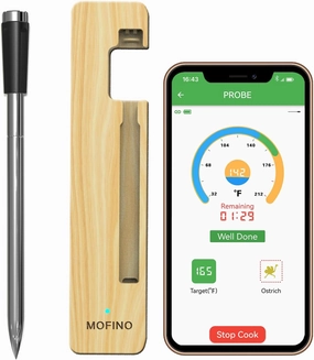 Smart Bluetooth Wireless Meat Thermometer with Ultra-Thin Probe,656Ft Remote Range Food Thermometer with iOS & Android App,IPX8 Waterproof for Grilling,BBQ,Oven,Smoker