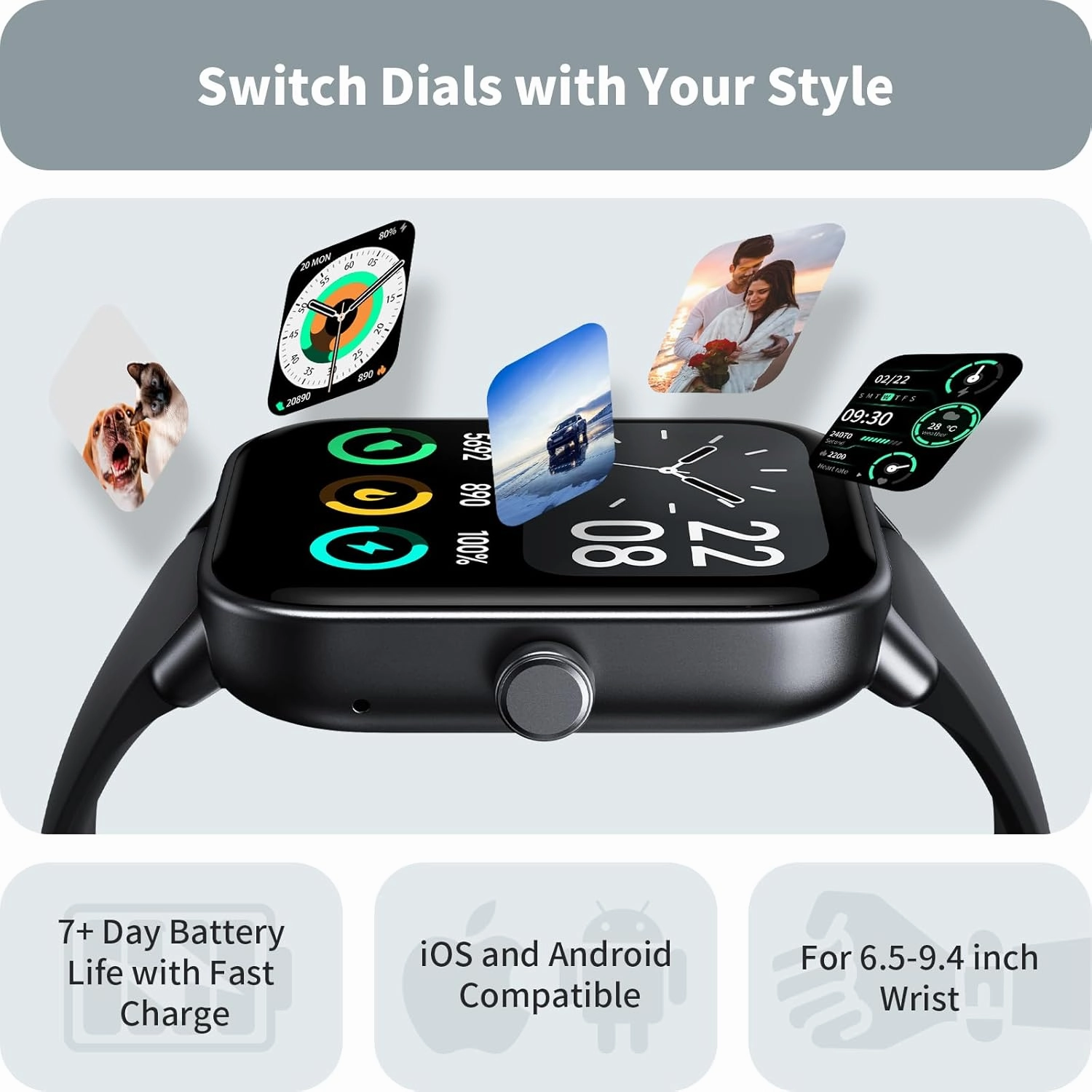 Smart Watches for Men, 1.8" Screen Activity Tracker, Heart Rate/Sleep/SpO2 Monitor, Make/Answer Calls, IP68 Waterproof Smartwatch for iPhone/Samsung/Android, 101  Sport Modes Fitness Reloj Inteligente