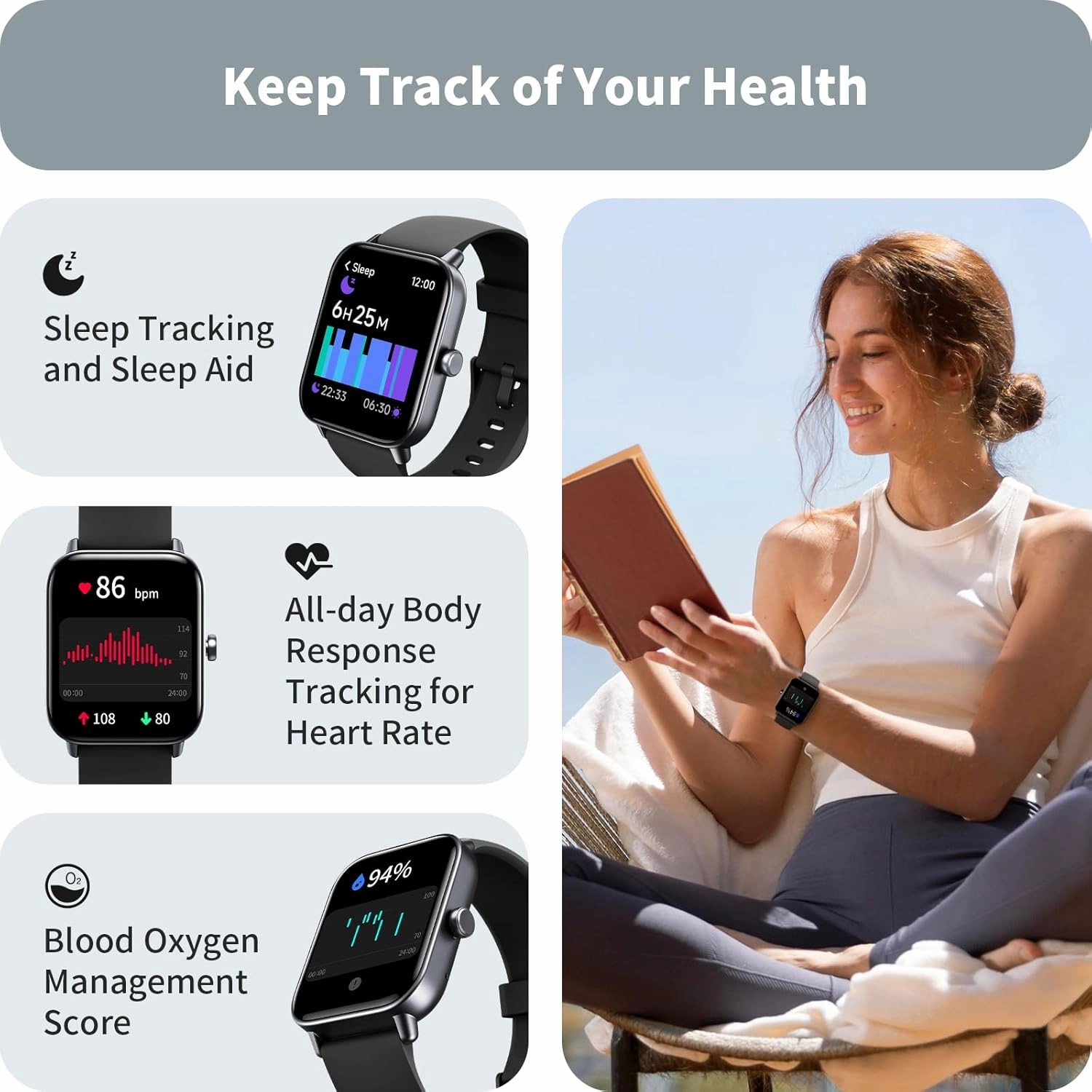 Smart Watches for Men, 1.8" Screen Activity Tracker, Heart Rate/Sleep/SpO2 Monitor, Make/Answer Calls, IP68 Waterproof Smartwatch for iPhone/Samsung/Android, 101  Sport Modes Fitness Reloj Inteligente