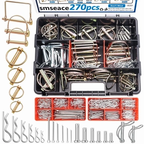 smseace 270Pcs Hitch Pins 31-Sizes Tractor Hitch Pins for Trailers Accessories,Farm Equipment, Lawnmower, Snowplow, Lawn Garden in Three-Point Accessories
