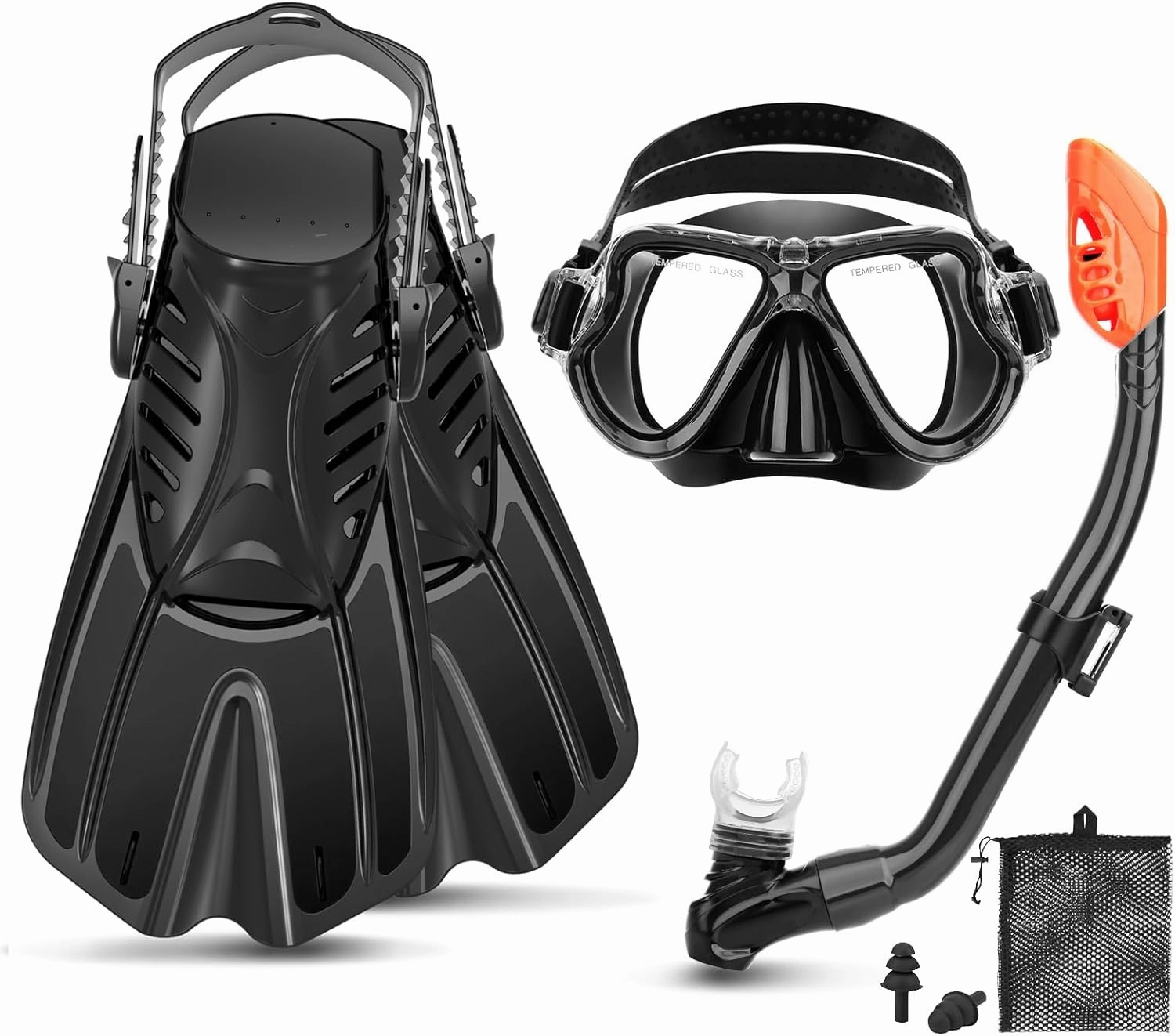 Snorkeling Gear for Kids Ages 6-14, 4 in 1 Kids Mask Fins Snorkel Set with Panoramic View Anti Fog Mask, Dry Top Snorkel, Trek Fins and Travel Bag, Kids Snorkel Set for Youth Teens Junior