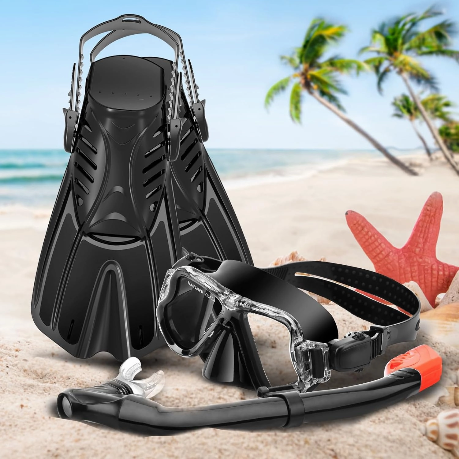 Snorkeling Gear for Kids Ages 6-14, 4 in 1 Kids Mask Fins Snorkel Set with Panoramic View Anti Fog Mask, Dry Top Snorkel, Trek Fins and Travel Bag, Kids Snorkel Set for Youth Teens Junior