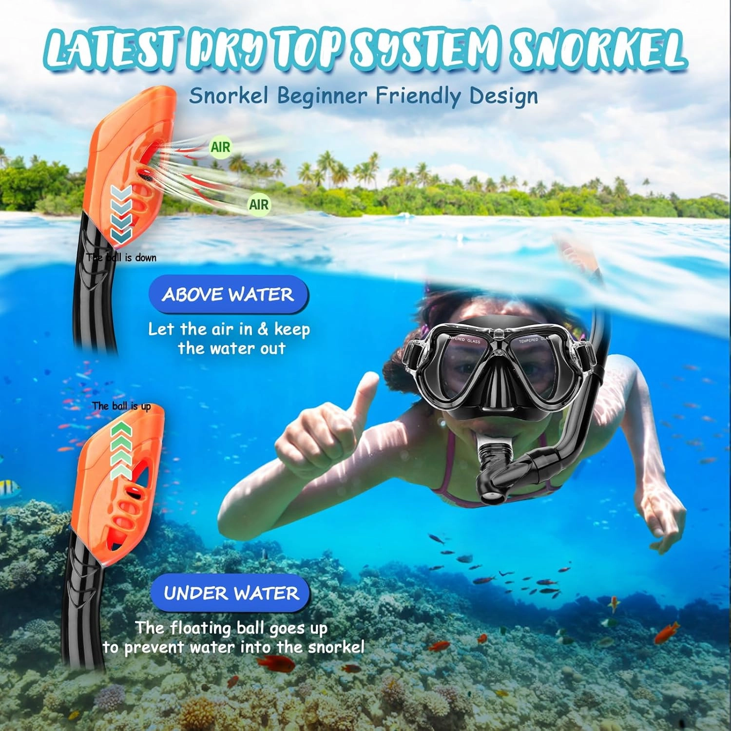 Snorkeling Gear for Kids Ages 6-14, 4 in 1 Kids Mask Fins Snorkel Set with Panoramic View Anti Fog Mask, Dry Top Snorkel, Trek Fins and Travel Bag, Kids Snorkel Set for Youth Teens Junior