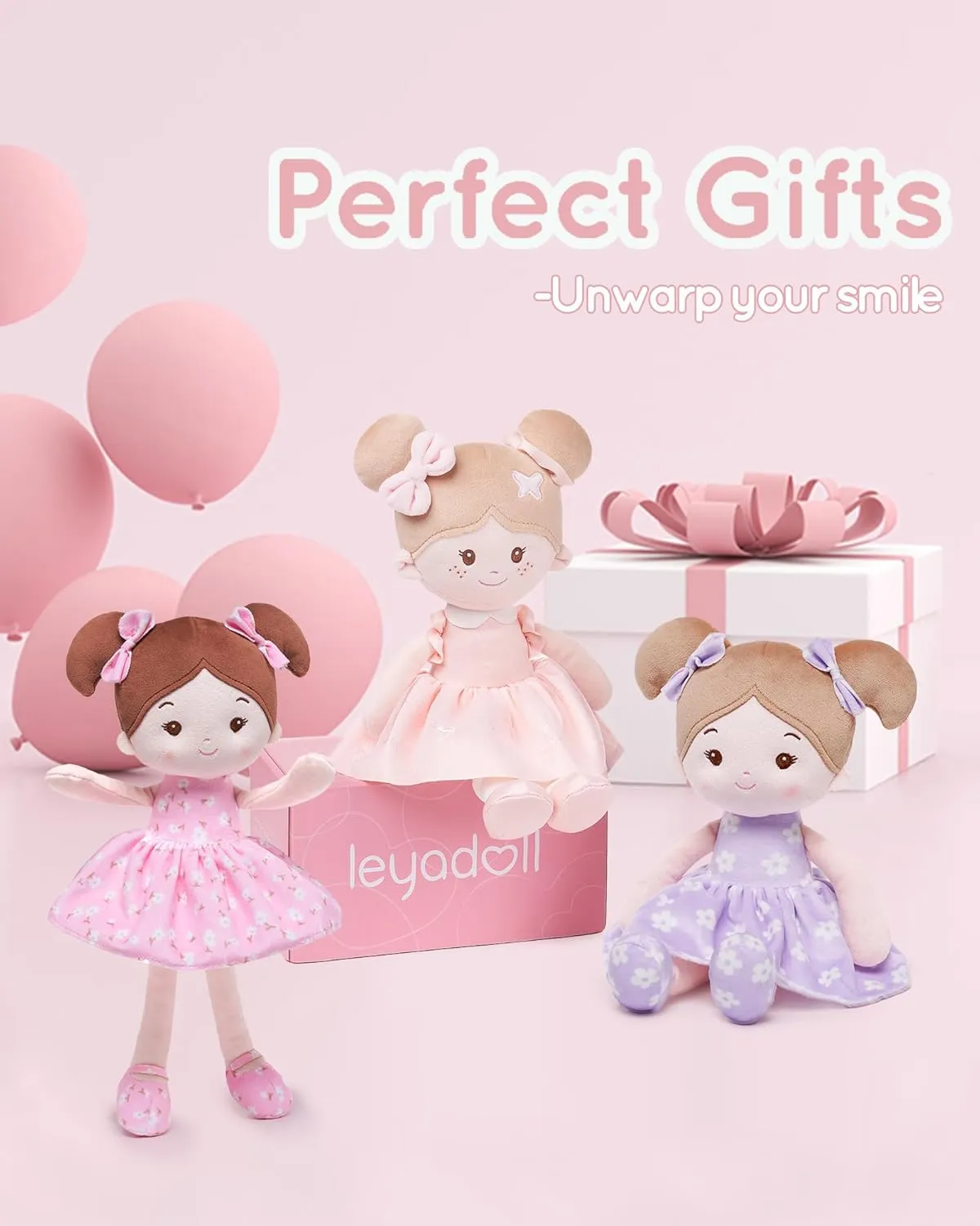 Soft Baby Doll Toys (12''), My First Baby Rag Doll for 1 Year-Old Girl Birthday Gift, Christmas Plush Toys Gift for Toddler Kids Infants -FloraBelle(Pink)