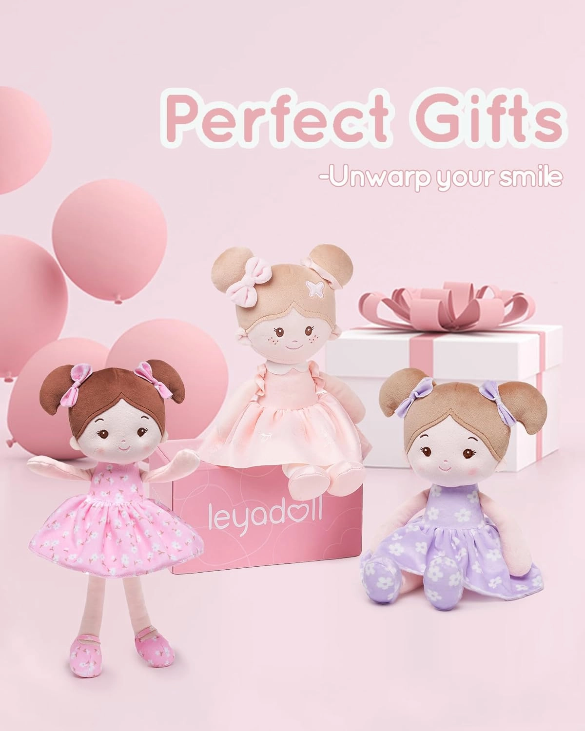Soft Baby Doll Toys (12''), My First Baby Rag Doll for 1 Year-Old Girl Birthday Gift, Christmas Plush Toys Gift for Toddler Kids Infants -FloraBelle(Pink)