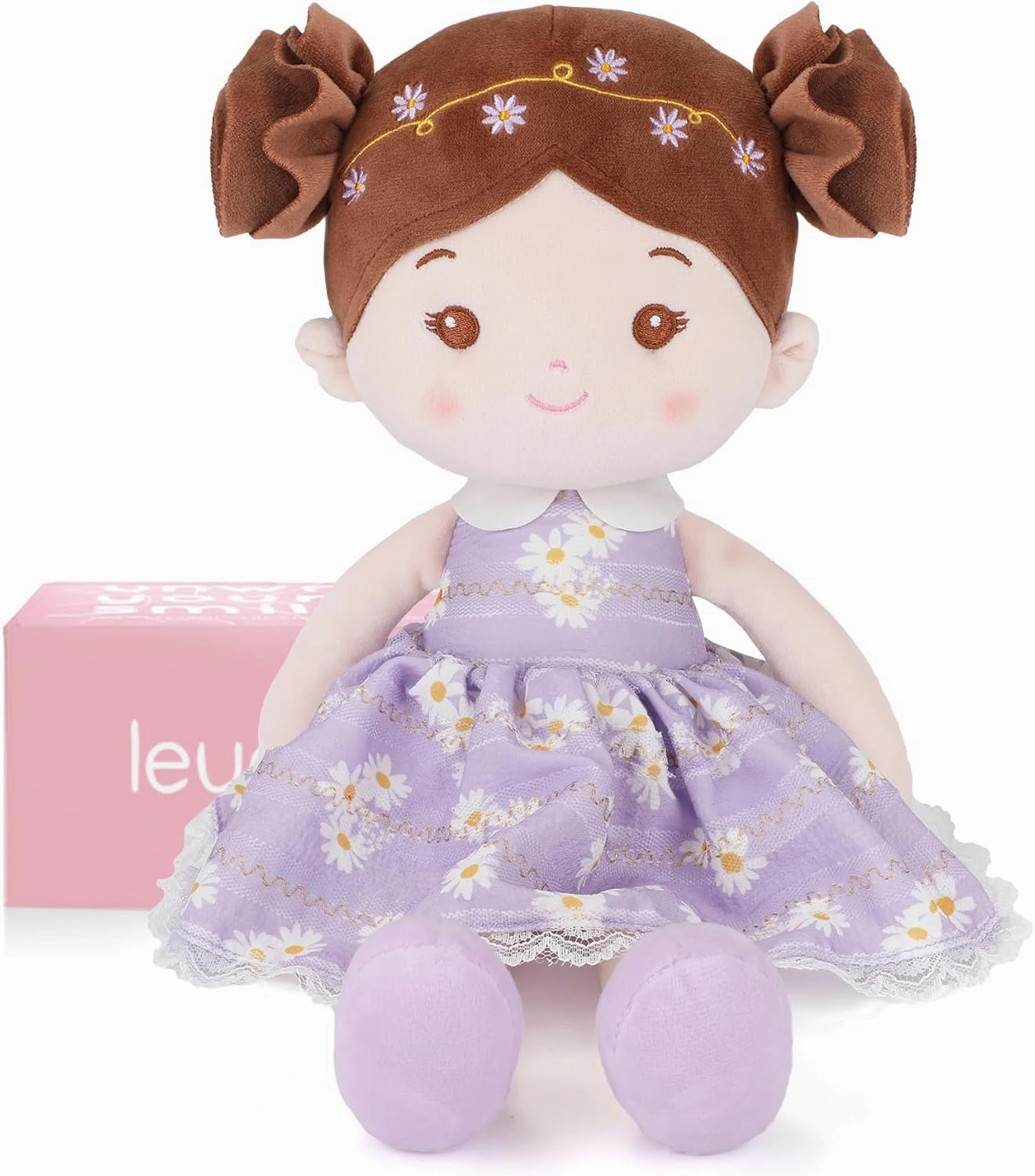 Soft Baby Doll Toys (16''), My First Baby Rag Doll for 1 Year-Old Girl Birthday Gift, Christmas Plush Toys Gift for Toddler Kids Infants-Daisy-Girl-Light-Purple